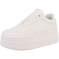 Ital Design Damenschuhe Freizeitschuhe Sneakers Low 777-16, Beige - Damen-Sneaker aus hochwertigem Kunstleder, bequem und stylisch für den Alltag, ideal für trendbewusste Frauen.