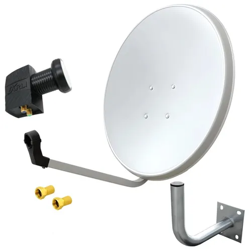 60cm HD Sat Anlage mit Twin LNB und Wandhalterung - SAT-Antenne für 2 Teilnehmer, wetterfest und ideal für UHD 4K Empfang. Hochwertiger, rostfreier Stahl garantiert Langlebigkeit und stabilen Empfang, auch bei schlechtem Wetter.