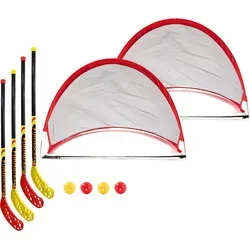 Bandito FunHockey Set mit 4 Schlägern und 2 Pop-up Toren - Sonstige Sportarten - Ideal für Kinder und Jugendliche, robustes und sicheres Trainingsset für drinnen und draußen, inklusive 4 Schlägern und 2 praktischen Pop-up Toren.