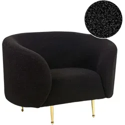 Beliani Klassisches Sofa im Art-Déco-Stil Loen - Elegantes 2-Sitzer Sofa im Art-Déco-Stil, gefertigt aus weichem weißen Bouclé-Stoff mit goldfarbenen Metallfüßen, ideal für ein stilvolles Wohnzimmer.