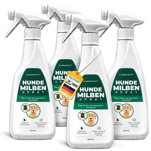 SILBERKRAFT Milbenspray für Hunde - Effektives Milbenspray für Hunde – Schützt zuverlässig vor Milben und anderen Parasiten. Einfache Anwendung für ein gepflegtes Fell und eine saubere Umgebung. Ideal zur Vorbeugung und Behandlung.