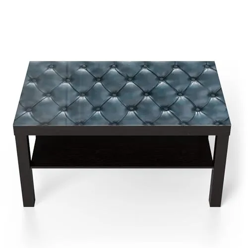 DEQORI Couchtisch 'Elegantes Chesterfield' 90x55 cm Schwarz - Moderner Couchtisch mit einzigartiger 3D-Glasplatte und schwarzem Hochglanz-Gestell, ideal für stilvolle Wohnräume. Robust, langlebig und ein echter Eyecatcher!