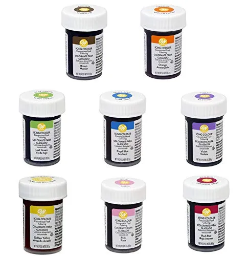 bakeryteam Selection Wilton Glasurfarben Lebensmittelfarbe für Teig, Fondant, Creme Set mit Braun und Orange 8 x 28 g