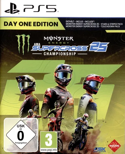 Monster Energy Supercross 2025 Day One Edition - PS5 [EU Version] - PC- & Videospiele: Erlebe authentische Strecken und spannende Wettkämpfe mit überarbeiteter Physik und Crossplay für ein fesselndes Multiplayer-Erlebnis!