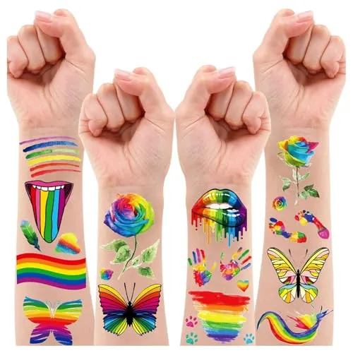 Leesgel Regenbogen Temporäre Tattoos 5 Blätter Wasserabweisend Kinder