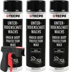3x TECPO Unterbodenschutz überlackierbar schwarz, 500 ml +...
