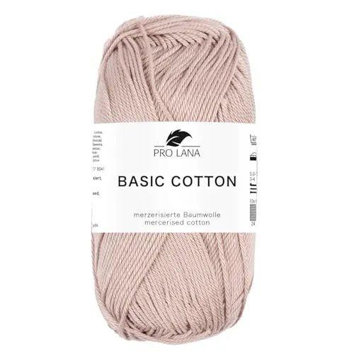 Pro Lana BASIC COTTON Baumwollgarn 50 g ideal für Kleidung, Spielzeug, Accessoires 125 m, Farbe:207 - bast
