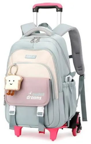 Schulrucksack Trolley Mädchen Teenager 36L Grün mit Sechsrad-Design