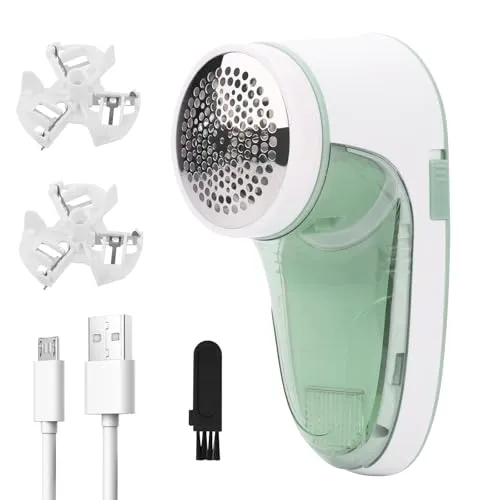 Fusselrasierer, Tragbarer Fusselentferner Elektrisch, Fusselentferner für Pullover und Wolle mit USB Kable und 2 Ersatzklingen