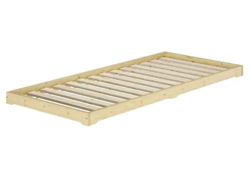 ERST-HOLZ Stapelbett Studentenbett Futon 80x200 aus Fichte/Tanne - Praktisches, extra niedriges Futonbett aus geölter Fichte/Tanne für eine optimale Schlafunterlage. Ideal für Studenten und als platzsparendes Notbett, leicht verstaubar und einfach aufzubauen.