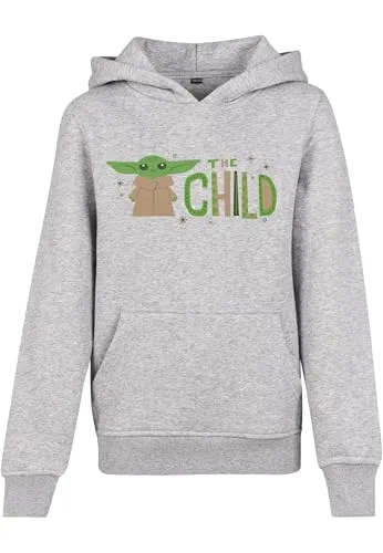 Mister Tee Herren Kids Mandalorian The Child Hoody Heather Grey, 158/164 - Kapuzenpullover für Jungen, aus weichem Material mit einzigartigem Mandalorian Design – perfekt für lässige Outfits und Freizeitaktivitäten.