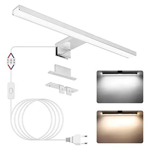 NIORSUN Spiegelleuchte Bad LED 12W 40cm, Zweifarbige Temperatur 4000K 6000K, 1100LM, IP44 Wasserdicht Badezimmer Lampe Wand, für Wandbeleuchtung und Spiegel Beleuchtung, Spiegellampe Badezimmer