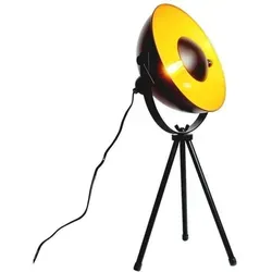 BarcelonaLED Tischleuchte - Vintage-Stativ in Schwarz und Gold - Moderne Tischlampe mit schwenkbarem Kopf und E14-Fassung, ideal für stimmungsvolle Beleuchtung in Wohnzimmer und Büro, bietet warmes Licht und Retro-Design.