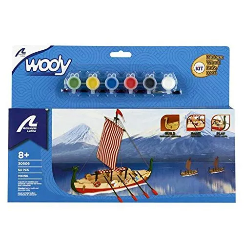 ARTESANIA LATINA 30506N Wooden Modell für Kids + 8 : Wikinger Schiff Drakkar