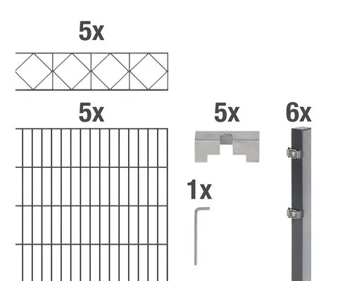 Doppelstabmatten-Set ALBERTS Bergen 200 x 120 cm - Anthrazitfarbener Metallzaun, robust und langlebig, ideal für sichere und stilvolle Gartenumgrenzungen.