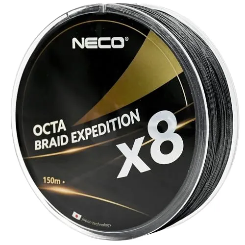 NECO Geflochtene Angelschnur X8, 0,06-0,40mm, 5,9-41,2kg, 150m, 8-Fach PE Schnur mit Nano-Beschichtung, Extrem Stark, Abriebfest & Leise, für Spinnfischen und Meeresangeln