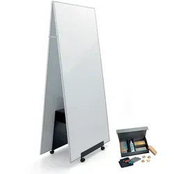 SIGEL Tafel-Set mit Ständer Meet up schwarz 180,0 x 90,0 cm - Memotafeln magnetisch – ideal für Präsentationen und Meetings mit 2 robusten Whiteboards, die auf beiden Seiten nutzbar sind.