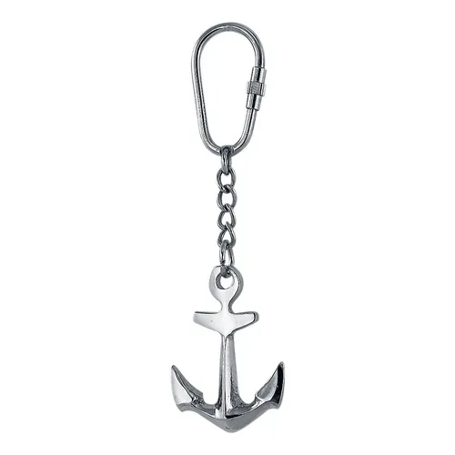 Schlüsselanhänger - Anker Anhänger aus Messing vernickelt 11 cm Sea-Club