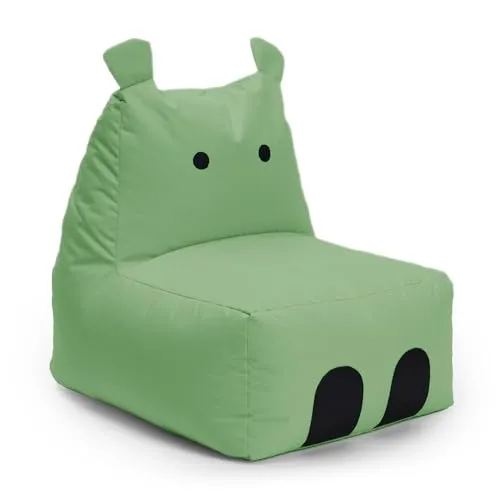 Lumaland Sitzsack Kinder Hippo 80x70x65 cm - Sitzsäcke für Kids mit süßem Hippo-Motiv, wasserabweisend und pflegeleicht – ideal für gemütliche Spielstunden und kuschelige Momente.