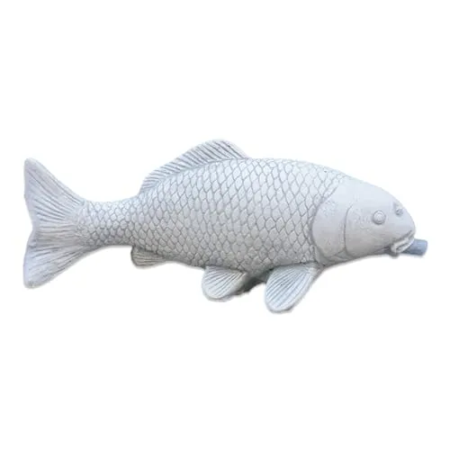 Gartenfigur Koi-Fisch mit Wasserlauf, H. 10 cm - Figuren für Garten und Teich, sprudelnder Wasserlauf sorgt für Bewegung und Sauerstoff im Gewässer, bringt Glück und Erfolg in Ihre Gartendekoration.