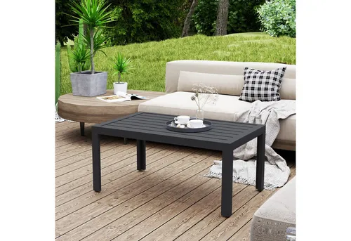 Outsunny Beistelltisch aus Stahl – wetterfester Gartentisch 101,5x61 cm - Robuster und pflegeleichter Beistelltisch für Balkon und Garten. Mit geschlitzter Tischplatte für optimalen Wasserabfluss und stabiler Konstruktion. Ideal für gesellige Runden im Freien.