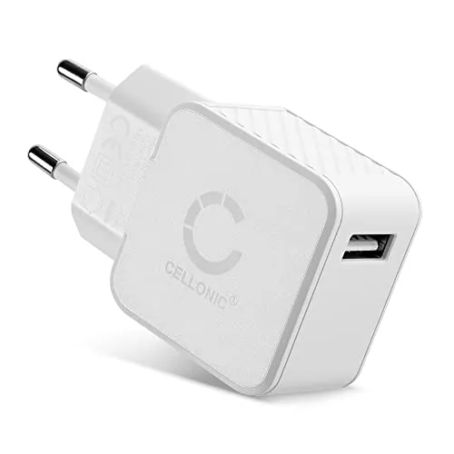 CELLONIC Schnelles Laden USB 1 Fach-Ladegerät: Ladeadapter für iPhone 15, iPhone 14, Samsung 23, Huawei, Xiaomi, Handy, Smartphone, Tablet, Lautsprecher, kopfhörer UVM - mit 2.4A 12W - Weiß