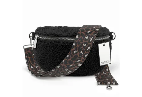 ARTVALL Umhängetasche Teddy Handtasche – Stilvolle Crossbody Bag in Schwarz - Umhängetasche aus hochwertigem Teddy-Fleece mit verstellbarem Taschenband für individuellen Stil. Ideal für Reisen, Shopping oder Büro – vereint Eleganz und Funktionalität.