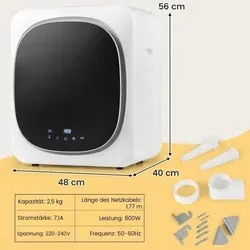 Mini Wäschetrockner 5kg mit LED Touch-Screen – Kompakt und leistungsstark