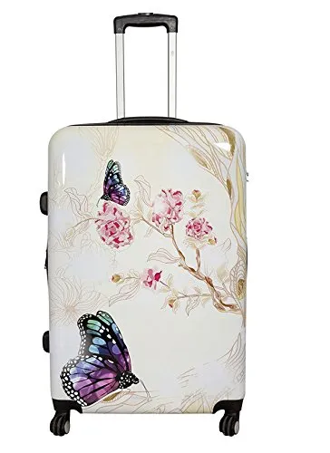 Bowatex Schmetterling Reisekoffer 67 cm - Buntes Design - Mittelgroßer Hartschalenkoffer mit einzigartigem Vogel-Motiv, wasserabweisend und leicht. Ideal für Reisen mit bis zu 80 Litern Volumen und 360° Rollen für müheloses Manövrieren.