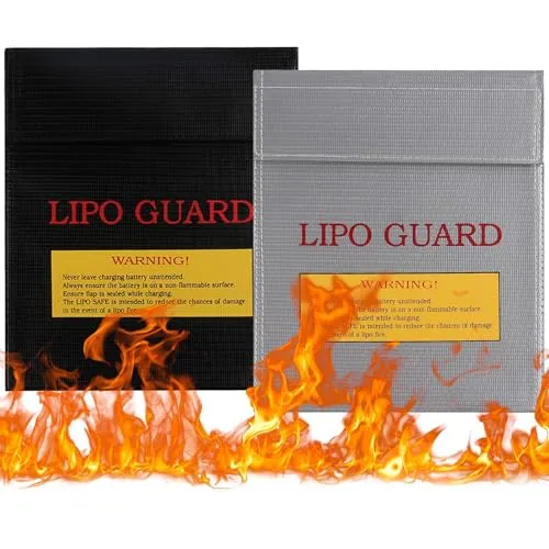 Naapesi 2 Stück Feuerfest Safe Bag, Feuerfeste Dokumententasche HüLle Beutel Behälter, Explosionsgeschützte Batterie, Kleine Feuerfeste Geldtasche, Lipo Safety Guard, Feuerfeste Tasche für Batterien