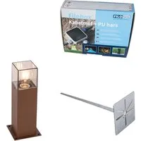 Qazqa Außen-Stehlampe Denmark – Rostbraun, Industrie-Design - Elegante Außenstehlampe aus Aluminium mit klarem Schirm für stimmungsvolle Beleuchtung. Schützt dank IP44 vor Regen, ideal für Garten und Terrasse. Ohne Leuchtmittel, E27-Fassung für individuelle Lichtgestaltung.