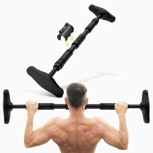 Teleskop Klimmzugstange für den Türrahmen ohne Schrauben Schwarz - Klimmzugstange für Türrahmen, hält bis 200 kg ohne Schrauben, einfache Installation und platzsparend für Dein Home Gym.