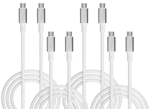 Callstel USB-3.1-Kabel: 4er-Set ultraflexibles Silikon-Lade-/Datenkabel USB-C/-C, 2m, weiß (USB C Ladekabel)