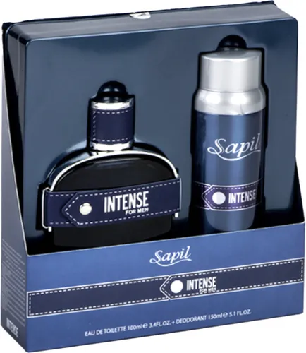 Sapil Intense for Men EDT 100ml + Deodorant 150ml Geschenkset - Parfüm-Geschenkset mit kraftvollem Duft für den modernen Mann, bestehend aus Eau De Toilette und Deodorant für einen langanhaltenden Frische-Effekt.