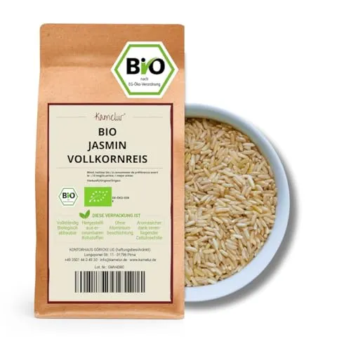 Kamelur Bio Jasminreis, Vollkorn (5kg) aus biologischem Anbau- aromatischer Jasmin Reis BIO ohne Zusätze – Naturreis Duftreis