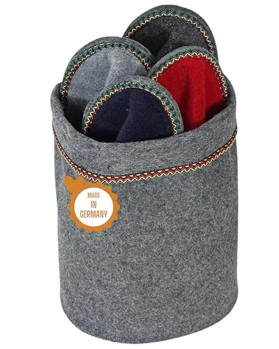 Pantoffelmann Pantoffelkorb Gästeset - Filzpantoffel für Herren und Damen - Hausschuhe aus hochwertigem Filz, ideal für Laminat- und Parkettfußböden, bequemes Slip-on Design für einfaches An- und Ausziehen.