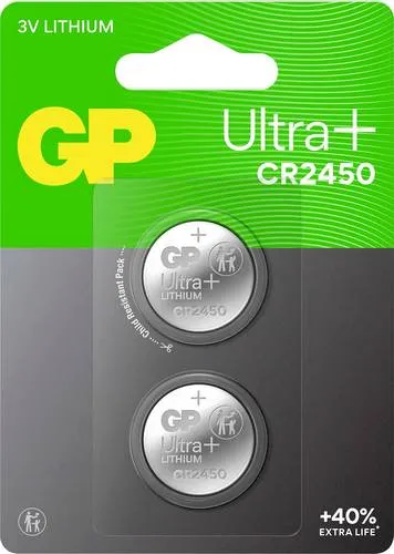 GP Knopfzelle CR2450 3V 2 St. 540 mAh Li-MnO2 Ultra Plus Batterie Lithium Lithium Knopfzelle CR2450 2 Stück