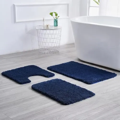 Sentidos Badteppich 67 cm Rund Blau Badvorleger badezimmerteppich badeteppich Wasserabsorbierend badematte badezimmermatte für Toilette Dusche Badmatten