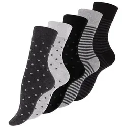 Vincent Creation® Socken Damen Socken Mehrfarbig Streifen Punkte (10-Paar) in angenehmer Baumwollqualität grau|schwarz 39-42