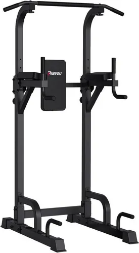 PASYOU Klimmzugstange PU40 (Freistehend Power Tower, 6 in 1 Verstellbar Kraftturm Dip Station), Multifunktionale Pull Up station, Maximale Belastung 300kg