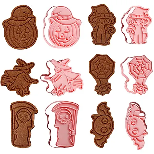 Yisscen 6 PCS Ausstechformen, Halloween Ausstecher set, DIY Fondant Ausstecher Keksausstecher Brotausstechformen für Kinder, Cookie Backzubehör Wiederverwendbar Backen Form