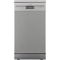 Respekta Geschirrspüler Bena 45 cm Silber, freistehend oder unterbaufähig - Effizienter Geschirrspüler mit 10 Maßgedecken, 5 Programmen und automatischer Türöffnung. Ideal für kleine Küchen, energieeffizient mit EEK D.