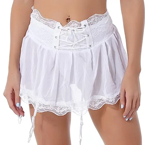 Damen sexy Taille Riemchen-Clip-Rock (weiß)