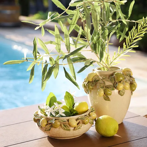 Keramik Schale Zitronen Mediterran Tischdeko Ø21,5cm H8,5cm in beige von Viana