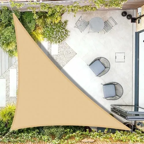 AXT SHADE Sonnensegel Wasserdicht Dreieck Rechtwinklig 3x3x4,25m Wetterschutz Sonnenschutz PES Polyester mit UV Schutz für Terrasse Balkon Garten-Sand