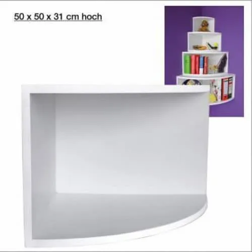 Eck-Regal in Matt-Weiß, 50 x 50 cm - Platzsparendes Eck-Regal für effiziente Raumnutzung. Perfekt zum Organisieren von Büchern und Deko-Elementen, einfach zu montieren und passt in jede Ecke.