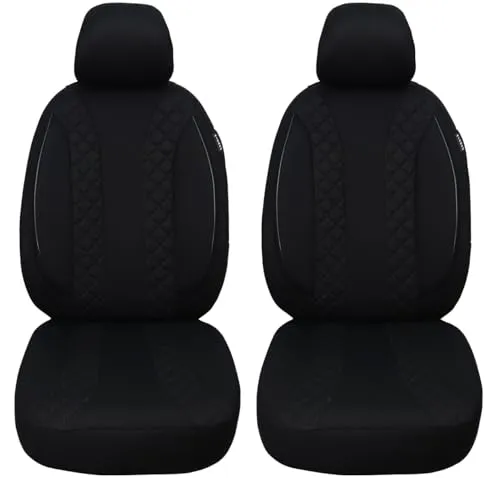 BREMER SITZBEZÜGE für BMW 1er F20 (2011-2019) - 2-teiliges Set aus Mikrofaser-Velours in Schwarz, idealer Schutz für Fahrer- und Beifahrersitz, passend für Fahrzeuge mit und ohne Sitzheizung und Seitenairbag.