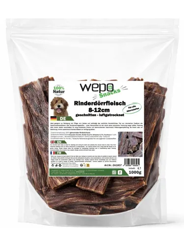 WEPO Rinderdörrfleisch für Hunde - 1kg Pansen/Rinderschlund - Entdecken Sie die neuen WEPO Leckerli für Hunde! 100% natürlich und schonend getrocknet. Ideale Kausnacks zur Unterstützung der Zahnpflege und Befriedigung des Kaubedürfnisses. Perfekt für ein artgerechtes Hundeleben!