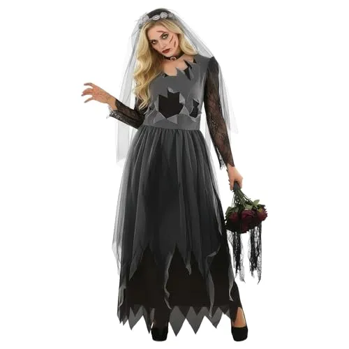 Fun Shack Zombie Kostüm Damen, Zombie Braut Kostüm, Geisterbraut Kostum Damen, Horror Kostum Frauen, Halloween Kostüme Damen Gruselig, Karneval Kostüme Frauen, Fasching, S