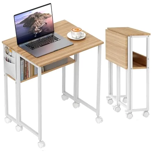 HOMCOM Klappbarer Schreibtisch mit Rollen 63 cm